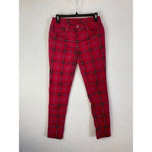 Arizona Jeans Company Red Black White Plaid Jeans Size 5